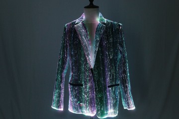 發光光纖西服LED發光外套錶演服裝道具舞會夜店蹦迪婚禮西服七彩鑫弘-錦衣華服