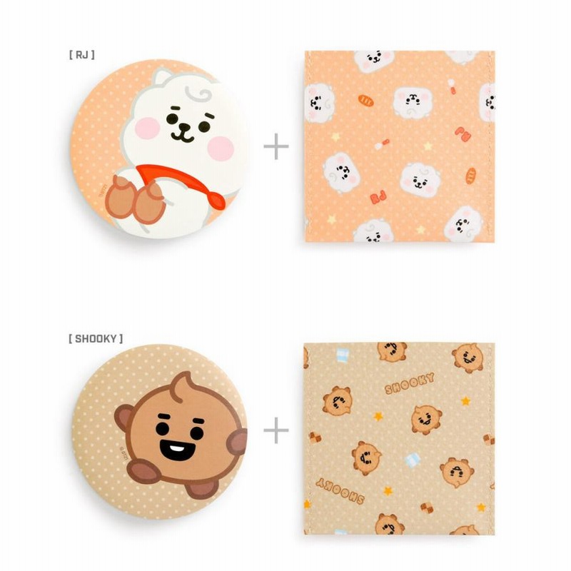 BT21 POUCH MIRROR DOT【送料無料】 公式グッズ ミラー 鏡 セット