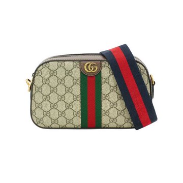 Gucci GG Supreme 帆布斜背相機包(752591-烏木)