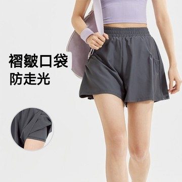 【防走光瑜伽褲⚡】高腰提臀瑜伽短褲｜帶口袋鲨魚褲外穿｜速乾透氣無痕｜跑步健身休閒百搭｜冰感寬鬆不卡胯