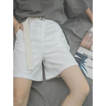 簡約闊腿五分褲女夏季休閑寬松bf風顯瘦短褲韓國高腰a字中褲薄款