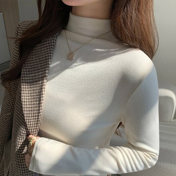 💕甜心大尺碼💕大尺碼上衣 萊賽爾半高領打底衫女士秋冬季新款保暖內搭修身長袖T恤上衣