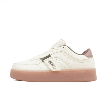 Kixpress-Fila Jelly 女 休閒鞋 板鞋 運動 休閒 緞帶款鞋帶 米白 [5-C336Y-177]