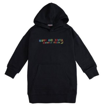 Crocodile Junior小鱷魚童裝- 刺繡文字刷毛連帽洋裝 ( 558355-09 女生款)