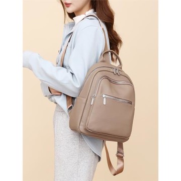 簡約皮質雙肩包簡約女大學生小巧上班用純色背包極簡風逛街旅行包