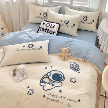A類純棉床上四件套全棉被罩兒童ins風床單被套男孩床品床笠三件套