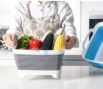 方型折疊水槽 洗衣服 居家 旅行洗漱  捕魚 釣魚 輕巧 易收納 活動 海邊 收納瀝水碗架 多功能水槽筐 奶瓶濾水架 鍋碗瓢盆 炒菜調理盆