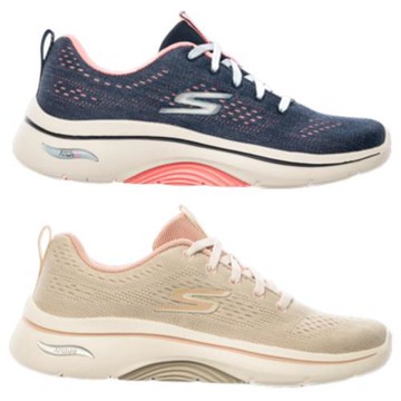 Skechers 健走鞋 女鞋 GO WALK ARCH FIT 藍/奶茶【運動世界】125311NVHP/125311NAT