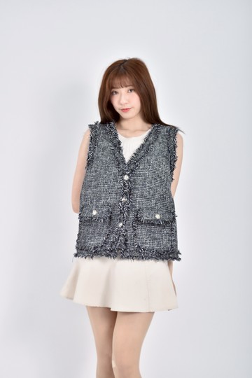 (L) hansiyishe小香風正韓背心黑色外套