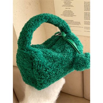 春季毛毛絨包包女士2025新款潮時尚手拎包純色流行鏈條單肩斜挎包