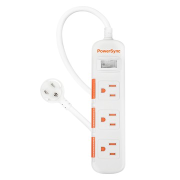 PowerSync 包爾星克 1開3插滑蓋防塵防雷擊延長線 3孔 TPS313DN9018  1.8m  1個  白色
