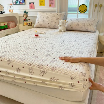 印花夾棉加厚床笠三件套單件防塵床罩床單席夢思床墊保護套防塵罩鑫弘-家具衛浴 可打統編