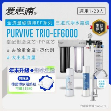 EVERPURE愛惠浦 櫥下型 PURVIVE Trio-EF6000大流量不鏽鋼龍頭三道式生飲淨水器(前置樹脂+PP)
