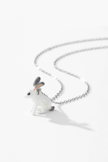 yunique BACKYARD 自然動物系列森林雪兔琺瑯彩繪項鍊