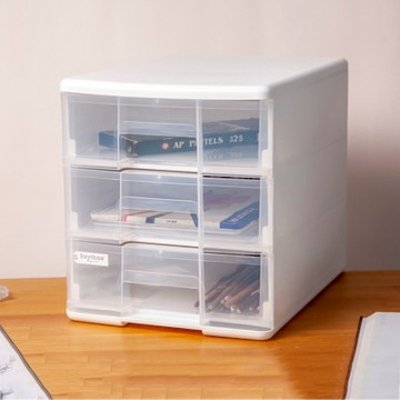 真心良品x樹德SHUTER 面寬25cm沐白A4桌上型三層收納盒-2入