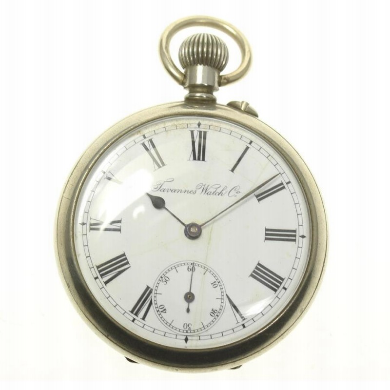 TAVANNES 社の懐中時計(銀の鎖付き)