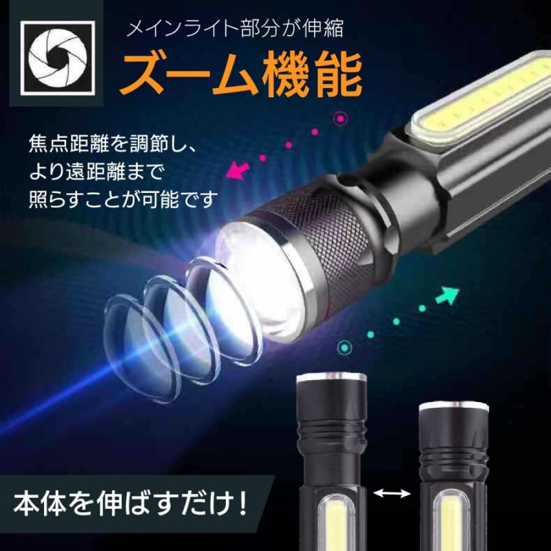 最高の LED 懐中電灯 ハンディライト USB充電式 軽量 キャンプ 登山