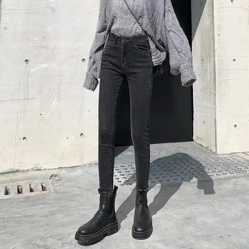 高腰牛仔褲女秋冬新款韓版顯瘦百搭緊身小腳九分鉛筆褲子潮 韓版超顯瘦鉛筆褲 顯瘦長褲 緊身褲女 小腳褲 百搭褲