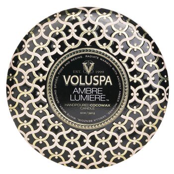 【Voluspa】3個燈芯裝飾錫芳香蠟燭 - Ambre Lumiere