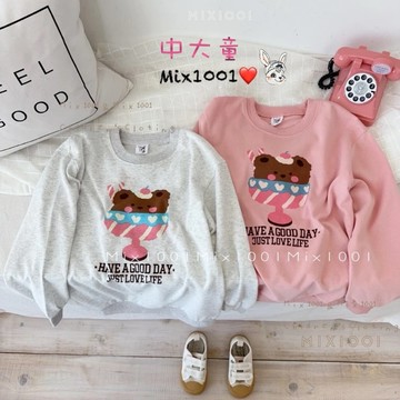 🌈✨mix1001 中大童  甜點杯小熊印圖上衣✨兒童奶油熊熊杯印圖上衣 120-165