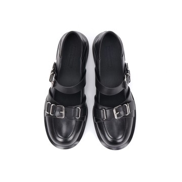 notdetailed原創 黑色淺口低跟圓頭粗跟單鞋