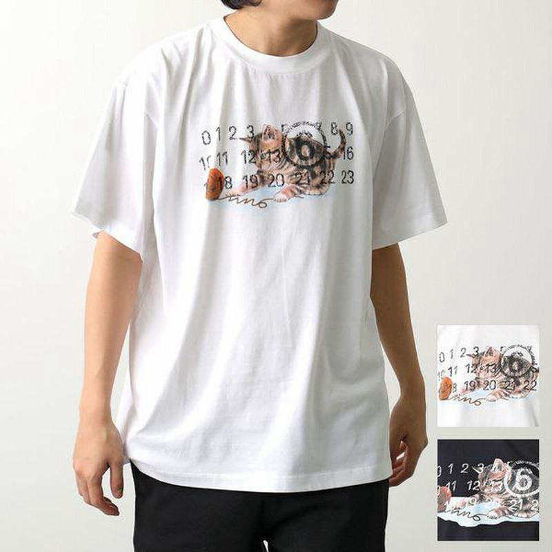 MM6 エムエムシックス メゾンマルジェラ 半袖 Tシャツ SH0GC0015 S23588 メンズ ナンバーロゴ キャット プリント コットン  クルーネック カラー2色 | LINEブランドカタログ