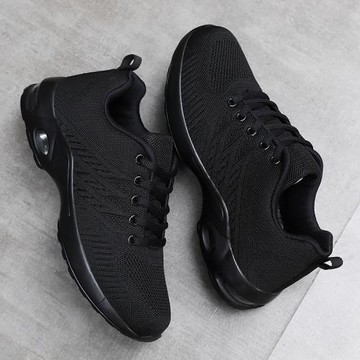 冬季新款品牌女鞋運動鞋百搭輕便軟底學生跑步鞋全黑色氣墊休閑鞋