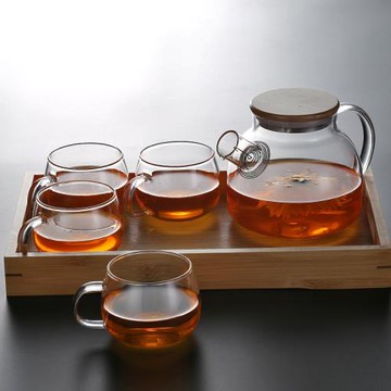 透明玻璃茶壺水果壺 可加熱煮茶壺大容量夏日涼水壺白開杯家用待