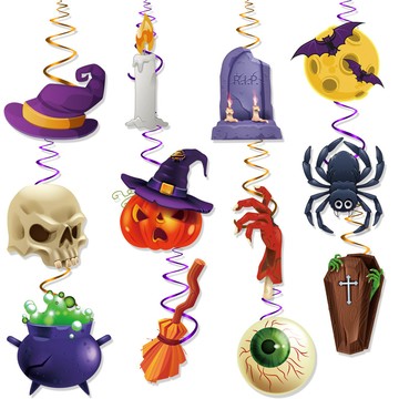 萬聖節 螺旋吊飾 Halloween 鬼節 骷髏 南瓜 派對氣氛布置 萬聖節裝飾 萬聖節掛飾