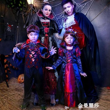 萬聖節親子裝兒童成人女化妝舞會服裝男童吸血鬼衣服演出表演道具 年終鉅惠 可開發票