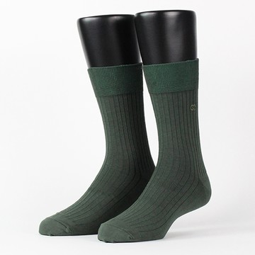 【FOOTER除臭襪】純色雙針刺繡紳士襪-男女款(Q53-墨綠)
