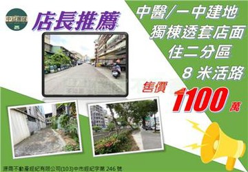 單坪40萬稀有-中醫8米活路可蓋自用整棟透套建地｜台中市北區湖北街