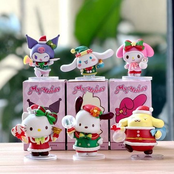 E哥❤現貨6款三麗鷗聖誕市集手辦公仔可愛美樂蒂庫洛米玩偶擺件女生小禮物預售