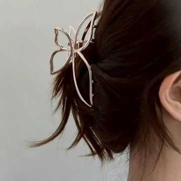 ｜OSEWAYA｜ 蝴蝶鯊魚夾 金色 玫瑰金 髮飾 髮夾 日本飾品
