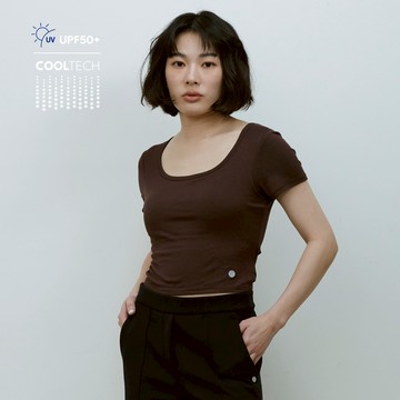 超柔短版Bra Top（固定式胸墊）-深咖啡