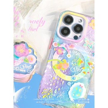 PaPaPa制造局 綺麗夢境春天少女小眾清新夢幻磁吸支架原創適用iphone16pro蘋果手機殼15promax/14pro保護殼