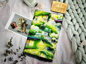 風景系列-高品質薄棉布料繁花平原屋布書衣-布書套-適用A5-25K