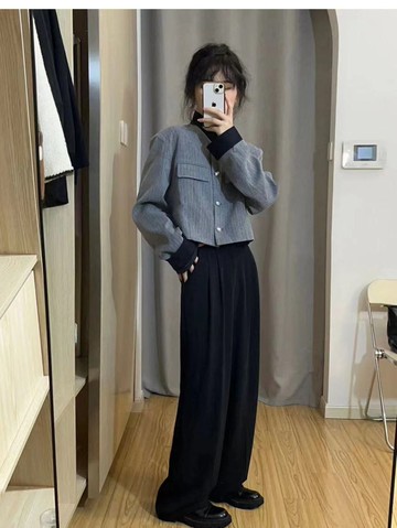 短款西裝外套夾克女小香風高級感設計感撞色拼接寬松上衣春秋新款