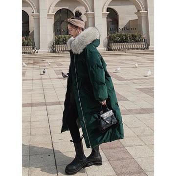 Lecea Alice金絲絨棉服女2025冬季新款顯瘦連帽大毛領棉衣外套女