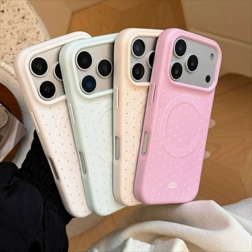 簡約ins純色波點磁吸殼 iphone17promax手機殼16 15 14 13 蘋果防摔保護殼 不撞款