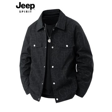 JEEP SPIRIT吉普夾克男裝春秋季2025新款男士休閑工裝翻領男外套