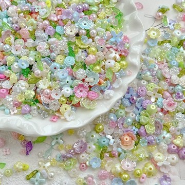 🎀免運🎀臺灣有貨🎀各種迷你中孔小花四葉草蝴蝶編繩串珠DIY花簇手鍊項鍊飾品配件特惠