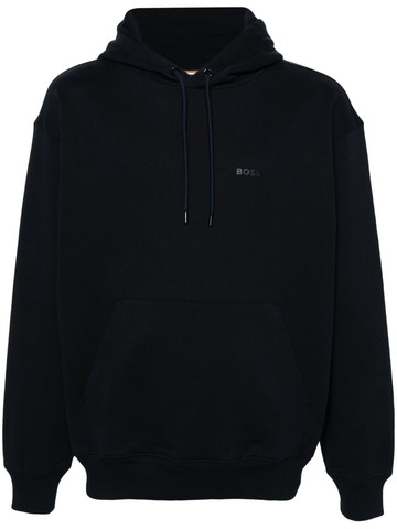 BOSS - embossed-logo cotton hoodie - men - Cotton - S - Blue