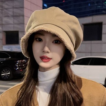 免運🔥帽子女秋冬網紅三合一漁夫貝雷帽日系毛絨加厚保暖堆堆帽八角帽潮 加厚 毛線帽 針織帽 冷帽 毛帽 漁夫帽 保暖帽