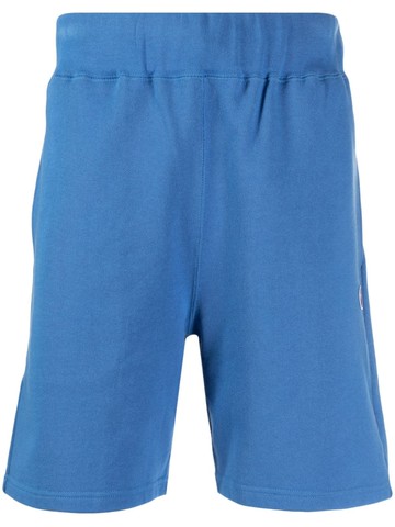 A BATHING APE® - logo-embroidered cotton shorts - men - Cotton - M - Blue