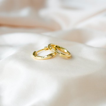 光澤扭轉波浪耳環 925純銀鍍18k金 圓圈易扣耳環