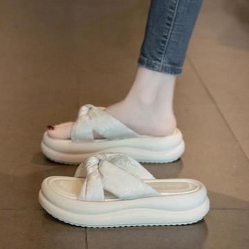 日本進口MUJIΕ涼拖鞋女夏外穿2024新款仙女風配裙子厚底沙灘涼鞋