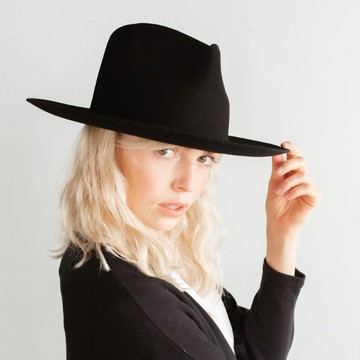 美國 Gigi Pip 英倫女伶 休閒羊毛紳士帽 黑 - 59