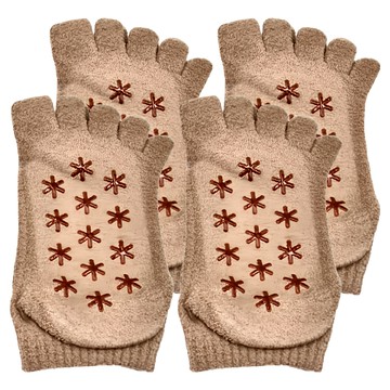 NicoFun 愛定做 小雪花防滑分趾短襪 女襪 2雙 淺棕色 瑜珈襪  22~24.5cm