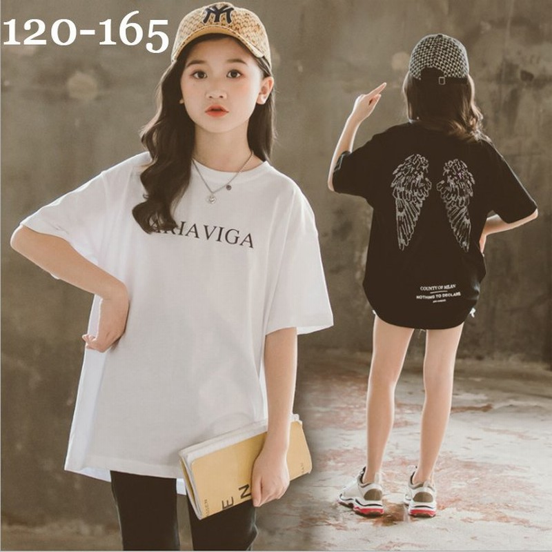 半袖tシャツ おしゃれ 1 130 140 150 160 165 子供服 ブラック ホワイト 黒 白 2色 キッズ 夏 女の子 可愛い シンプル 半袖 子供tシャツ 翼付き 通販 Lineポイント最大0 5 Get Lineショッピング